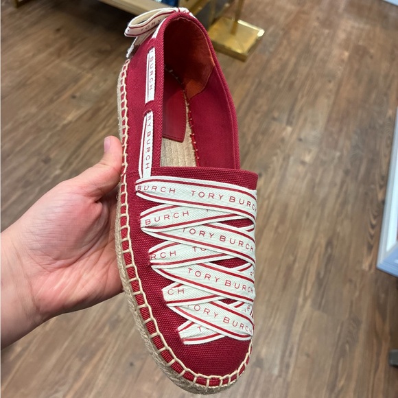 Tory Burch Ribbon Canvas Light Weight Espadrille Flats Shoes - Picture 1 of 1